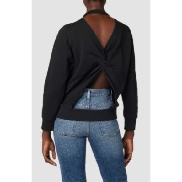 HUDSON JEANS Knotted Cutout Back Sweatshirt, Black NWT - Picture 8 of 8